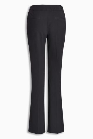 Black Textured Workwear Boot Cut Trousers